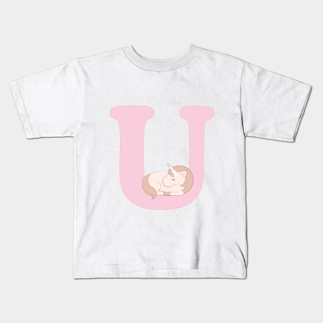 U - pink - unicorn Kids T-Shirt by Cuddles and chaos